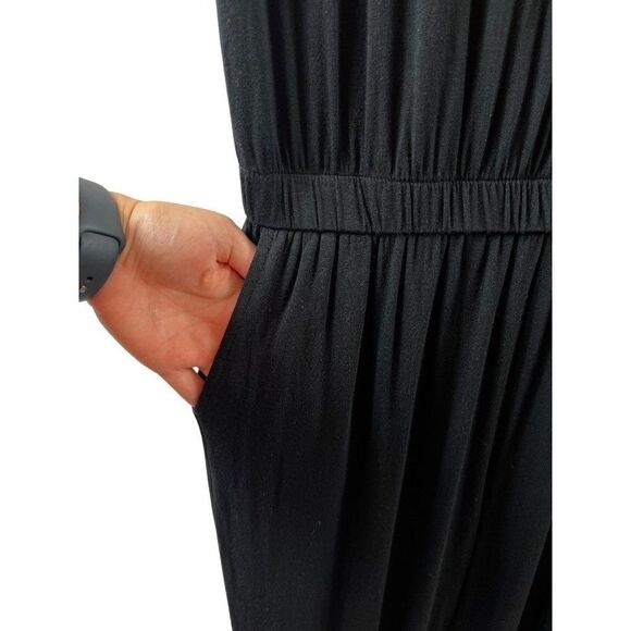 Lascana for Venus Black Short Sleeve Jumpsuit Small Viscose Stretch Pockets - Picture 3 of 10
